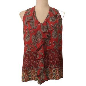 KUT FROM THE KLOTH Top Women's Size XS Red Multicolor Sleeveless Paisley Print